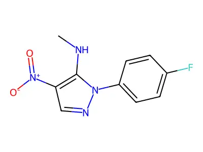 1-(4-fluorophenyl)-N-methyl-4-nitro-1H-pyrazol-5-amine structure