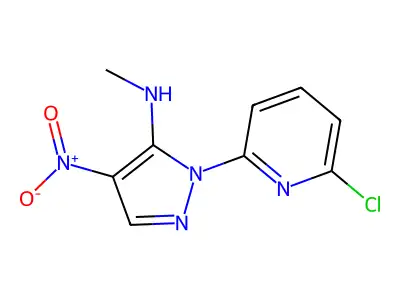 1-(6-chloro-2-pyridinyl)-N-methyl-4-nitro-1H-pyrazol-5-amine structure