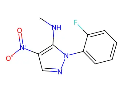 1-(2-fluorophenyl)-N-methyl-4-nitro-1H-pyrazol-5-amine structure