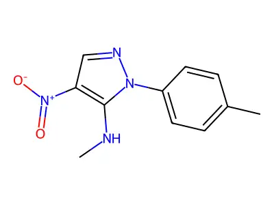 N-methyl-1-(4-methylphenyl)-4-nitro-1H-pyrazol-5-amine structure