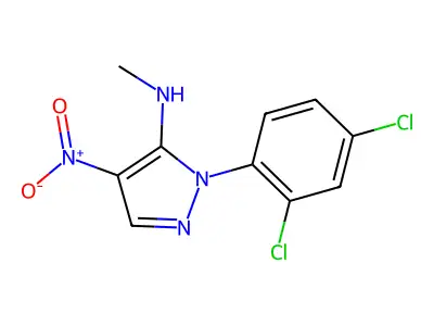 1-(2,4-dichlorophenyl)-N-methyl-4-nitro-1H-pyrazol-5-amine structure