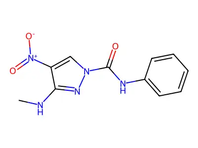 3-(methylamino)-4-nitro-N-phenyl-1H-pyrazole-1-carboxamide structure