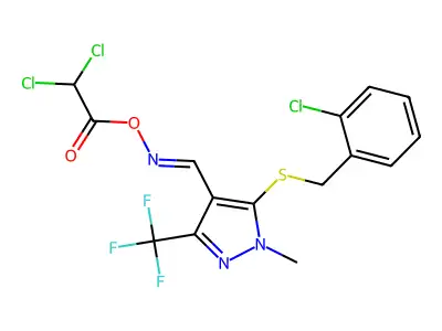 [[5-[(2-chlorophenyl)methylsulfanyl]-1-methyl-3-(trifluoromethyl)pyrazol-4-yl]methylideneamino] 2,2-dichloroacetate structure