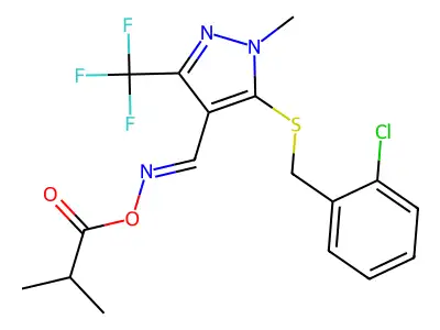 [[5-[(2-chlorophenyl)methylsulfanyl]-1-methyl-3-(trifluoromethyl)pyrazol-4-yl]methylideneamino] 2-methylpropanoate structure
