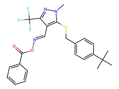 [[5-[(4-tert-butylphenyl)methylsulfanyl]-1-methyl-3-(trifluoromethyl)pyrazol-4-yl]methylideneamino] benzoate structure