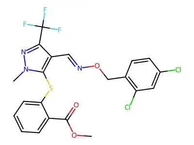 methyl 2-[4-[(2,4-dichlorophenyl)methoxyiminomethyl]-2-methyl-5-(trifluoromethyl)pyrazol-3-yl]sulfanylbenzoate structure