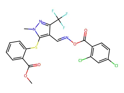 [[5-(2-methoxycarbonylphenyl)sulfanyl-1-methyl-3-(trifluoromethyl)pyrazol-4-yl]methylideneamino] 2,4-dichlorobenzoate structure