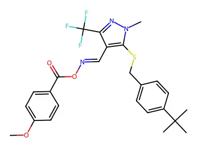 [(5-{[(4-TERT-BUTYLPHENYL)METHYL]SULFANYL}-1-METHYL-3-(TRIFLUOROMETHYL)PYRAZOL-4-YL)METHYLIDENE]AMINO 4-METHOXYBENZOATE structure
