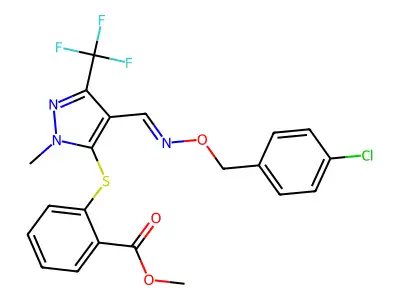 methyl 2-[4-[(4-chlorophenyl)methoxyiminomethyl]-2-methyl-5-(trifluoromethyl)pyrazol-3-yl]sulfanylbenzoate structure