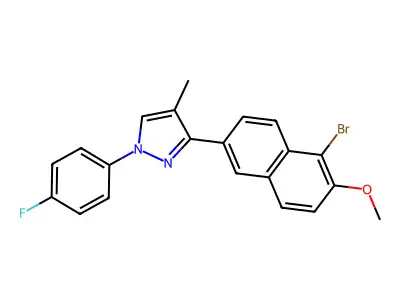3-(5-bromo-6-methoxy-2-naphthyl)-1-(4-fluorophenyl)-4-methyl-1H-pyrazole structure