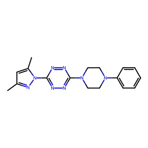 3-(3,5-dimethyl-1H-pyrazol-1-yl)-6-(4-phenylpiperazino)-1,2,4,5-tetraazine structure