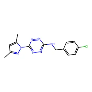 N-[(4-chlorophenyl)methyl]-6-(3,5-dimethyl-1-pyrazolyl)-1,2,4,5-tetrazin-3-amine structure