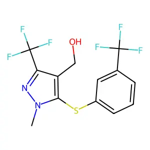 (1-Methyl-3-(trifluoromethyl)-5-{[3-(trifluoro-methyl)phenyl]sulfanyl}-1H-pyrazol-4-yl)methanol structure