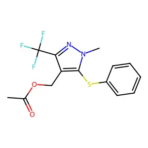 [1-methyl-5-(phenylsulfanyl)-3-(trifluoromethyl)-1H-pyrazol-4-yl]methyl acetate structure