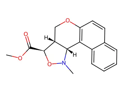 methyl (13R,14S,17R)-16-methyl-11,15-dioxa-16-azatetracyclo[8.7.0.0?,?.0??,??]heptadeca-1(10),2,4,6,8-pentaene-14-carboxylate structure