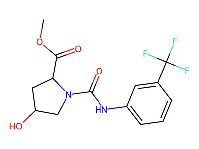 methyl 4-hydroxy-1-{[3-(trifluoromethyl)anilino]carbonyl}-2-pyrrolidinecarboxylate structure