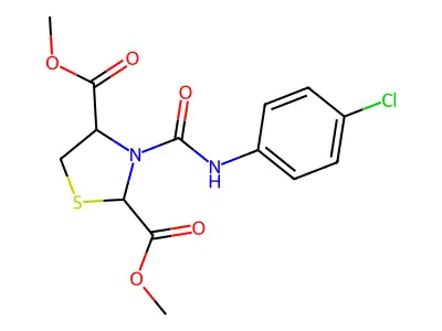 Dimethyl 3-[(4-chloroanilino)carbonyl]-1,3-thiazolane-2,4-dicarboxylate structure