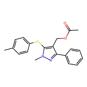 {1-methyl-5-[(4-methylphenyl)sulfanyl]-3-phenyl-1H-pyrazol-4-yl}methyl acetate structure