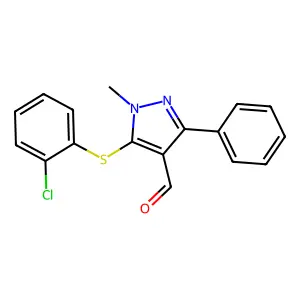 5-[(2-chlorophenyl)sulfanyl]-1-methyl-3-phenyl-1H-pyrazole-4-carbaldehyde structure