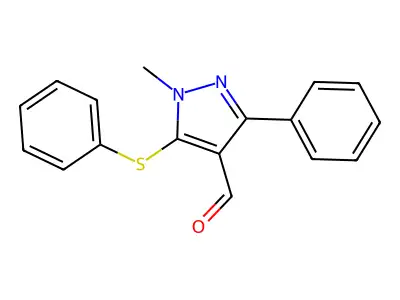 1-methyl-3-phenyl-5-(phenylsulfanyl)-1H-pyrazole-4-carbaldehyde structure