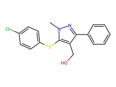 {5-[(4-chlorophenyl)sulfanyl]-1-methyl-3-phenyl-1H-pyrazol-4-yl}methanol structure