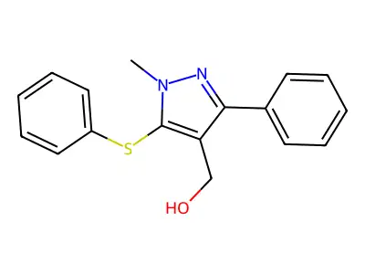 [1-methyl-3-phenyl-5-(phenylsulfanyl)-1H-pyrazol-4-yl]methanol structure
