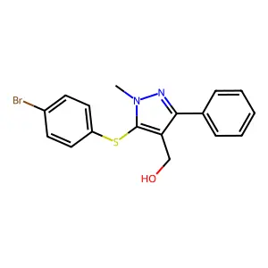 {5-[(4-bromophenyl)sulfanyl]-1-methyl-3-phenyl-1H-pyrazol-4-yl}methanol structure