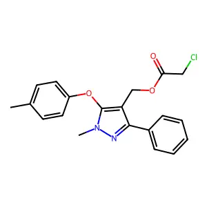 [1-methyl-5-(4-methylphenoxy)-3-phenyl-1H-pyrazol-4-yl]methyl 2-chloroacetate structure
