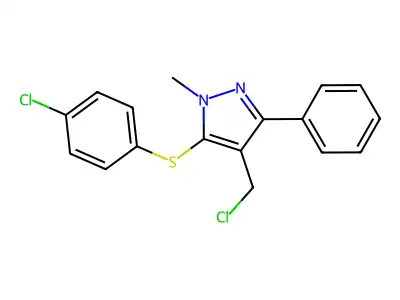 4-(chloromethyl)-5-[(4-chlorophenyl)sulfanyl]-1-methyl-3-phenyl-1H-pyrazole structure