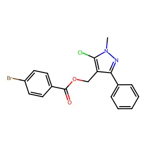 (5-chloro-1-methyl-3-phenyl-1H-pyrazol-4-yl)methyl 4-bromobenzenecarboxylate structure