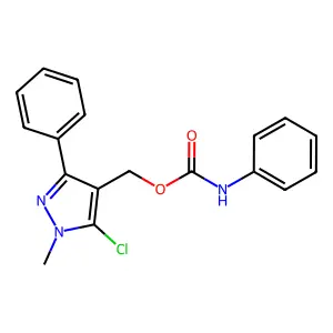 (5-chloro-1-methyl-3-phenyl-1H-pyrazol-4-yl)methyl N-phenylcarbamate structure