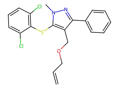 5-(2,6-Dichlorophenyl)sulfanyl-1-methyl-3-phenyl-4-(prop-2-enoxymethyl)pyrazole structure