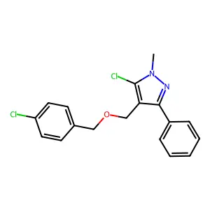 4-chlorobenzyl (5-chloro-1-methyl-3-phenyl-1H-pyrazol-4-yl)methyl ether structure
