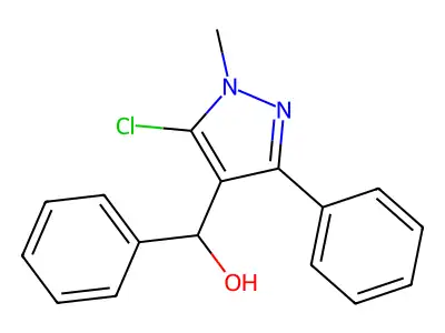 (5-chloro-1-methyl-3-phenyl-1H-pyrazol-4-yl)(phenyl)methanol structure