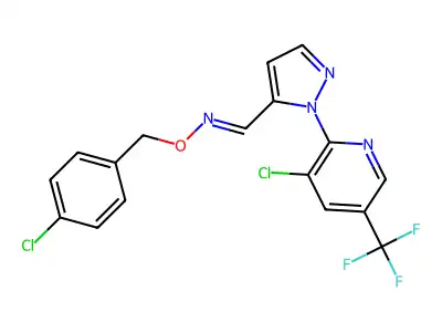 1-[3-chloro-5-(trifluoromethyl)-2-pyridinyl]-1H-pyrazole-5-carbaldehyde O-(4-chlorobenzyl)oxime structure