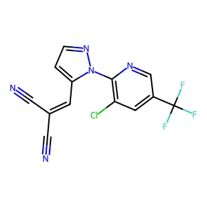 2-({1-[3-chloro-5-(trifluoromethyl)-2-pyridinyl]-1H-pyrazol-5-yl}methylene)malononitrile structure