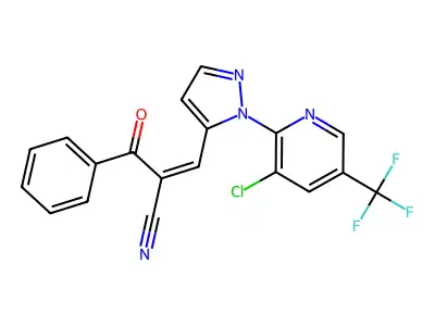 2-benzoyl-3-[2-[3-chloro-5-(trifluoromethyl)pyridin-2-yl]pyrazol-3-yl]prop-2-enenitrile structure