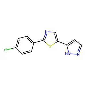 2-(4-chlorophenyl)-5-(1H-pyrazol-3-yl)-1,3-thiazole structure