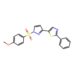 5-(1-((4-Methoxyphenyl)sulfonyl)-1H-pyrazol-3-yl)-2-phenyl-1,3-thiazole structure