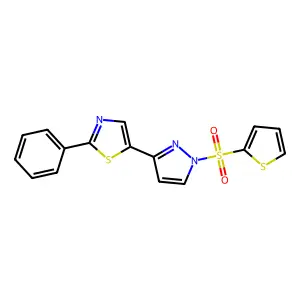 2-phenyl-5-[1-(2-thienylsulfonyl)-1H-pyrazol-3-yl]-1,3-thiazole structure
