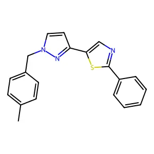 5-[1-[(4-Methylphenyl)methyl]-3-pyrazolyl]-2-phenylthiazole structure