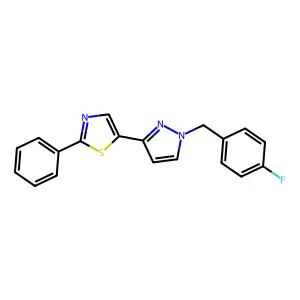 5-[1-[(4-Fluorophenyl)methyl]-3-pyrazolyl]-2-phenylthiazole structure