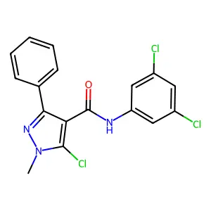 5-chloro-N-(3,5-dichlorophenyl)-1-methyl-3-phenyl-1H-pyrazole-4-carboxamide structure