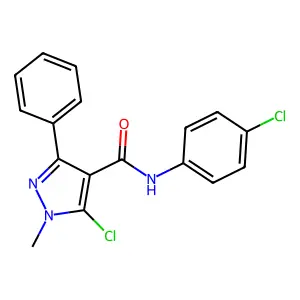 5-chloro-N-(4-chlorophenyl)-1-methyl-3-phenyl-1H-pyrazole-4-carboxamide structure
