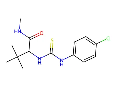 2-{[(4-chloroanilino)carbothioyl]amino}-N,3,3-trimethylbutanamide structure