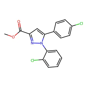 methyl 1-(2-chlorophenyl)-5-(4-chlorophenyl)-1H-pyrazole-3-carboxylate structure