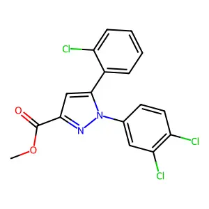 methyl 5-(2-chlorophenyl)-1-(3,4-dichlorophenyl)-1H-pyrazole-3-carboxylate structure