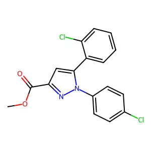 methyl 5-(2-chlorophenyl)-1-(4-chlorophenyl)-1H-pyrazole-3-carboxylate structure