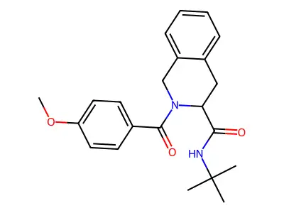 N-(tert-butyl)-2-(4-methoxybenzoyl)-1,2,3,4-tetrahydro-3-isoquinolinecarboxamide structure