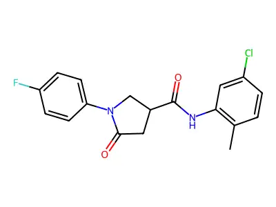 N-(5-chloro-2-methylphenyl)-1-(4-fluorophenyl)-5-oxopyrrolidine-3-carboxamide structure